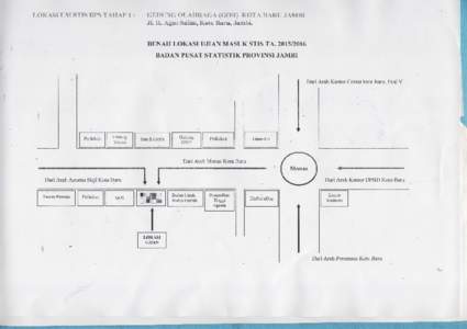 GEDUNGGLAHI{AGA (GOR) KOTA BARU .IAMBI Jl. H. AgusSalim,Kota Baru,Jambi. LOIC{SI tiM STIS BPS TAHI\P I :  DENAH LOKASI UJIAN MASUK STIS TA[removed]