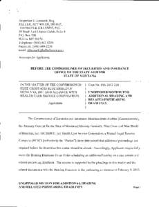 Jacqueline T. Lenmark, Esq. KELLER, REYNOLDS, DRAKE, JOHNSON & GILLESPIE, P.C. 50 South Last Chance Gulch, Suite 4 P.O. Box 598 Helena, MT 59624