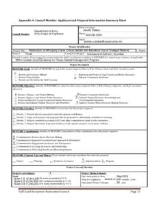 Appendix A: Council Member Applicant and Proposal Information Summary Sheet Point of Contact: Council Member: Janelle Stokes