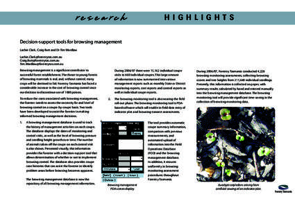 re s e a rc h  highlights Decision-support tools for browsing management Lachie Clark, Craig Butt and Dr Tim Wardlaw