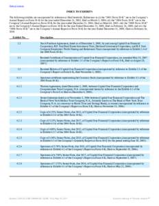 Table of Contents  INDEX TO EXHIBITS The following exhibits are incorporated by reference or filed herewith. References to (i) the “2003 Form 10-K” are to the Company’s Annual Report on Form 10-K for the year ended