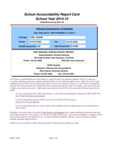 School Accountability Report Card School YearPublished duringChinese Immersion at DeAvila 1250 WALLER ST, SAN FRANCISCO, CA 94117