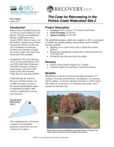 The Case for Reinvesting in the Pohick Creek Watershed Site 2 Fact Sheet August 2013