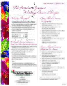 Valid from January 15 - March[removed]The Butchart Gardens Wedding Season Packages Wedding Photographs
