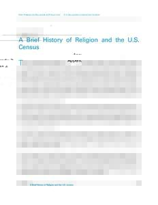 Pew Forum on Religion & Public Life / U.S. Religious Landscape Survey  Appendix 3: A Brief History of Religion and the U.S. Census