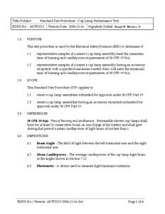 Mine Safety and Health Administration (MSHA) - Standard Test Procedure - Cap Lamp Performance Test (ASTP2213)