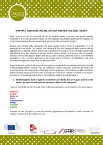 MAPPING AND RANKING ALL ACTORS AND SERVICES DELIVERED Quali sono i servizi di creatività di cui le aziende hanno necessità per poter rendere competitivo il proprio prodotto? Quali sono le esigenze manifestate dalle azi