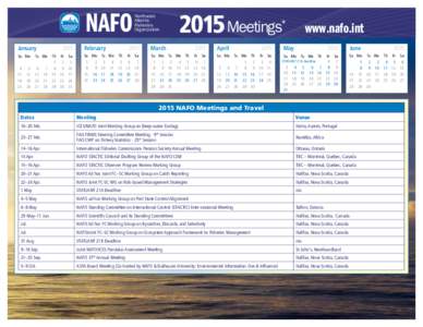 NAFO January 2015  	 Su	Mo	 Tu	We	 Th	 Fr	 Sa