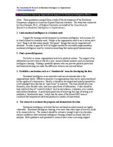 The Consortium for Research on Emotional Intelligence in Organizations ( www.eiconsortium.org ) Guidelines for Securing Organizational Support For Emotional Intelligence Efforts