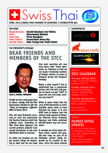 APRIL 2014 | SWISS-THAI CHAMBER OF COMMERCE | E-NEWSLETTER #45 TOP NEWS Deutsche Bank: DFDL: 	 Interview:	 Swiss School: