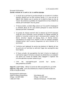 Document d’information Journée nationale de la santé et de la condition physique Le 21 novembre 2013  