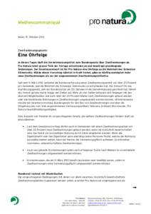 Basel, 15. Oktober[removed]Zweitwohnungsgesetz: Eine Ohrfeige In diesen Tagen läuft die Vernehmlassungsfrist zum Bundesgesetz über Zweitwohnungen ab.