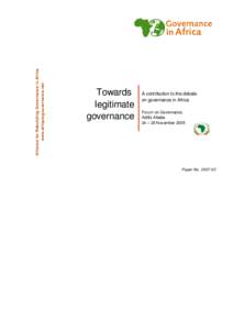 Alliance for Rebuilding Governance in Africa  www.afrique­gouvernance.net    Towards 