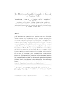 How Effective can Spreadsheet Anomalies be Detected: An Empirical Study Ruiqing Zhanga,b , Chang Xua,b , S.C. Cheungc , Ping Yua,b , Xiaoxing Maa,b and Jian Lua,b a State