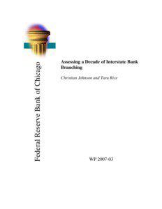 Assessing a Decade of Interstate Bank Branching;