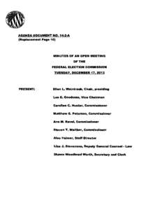 AGENDA DOCUMENT NO[removed]A (Replacement Page 1 0) MINUTES OF AN OPEN MEETING OF THE FEDERAL ELECTION COMMISSION