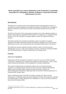 South Australian Government Submission to the Productivity Commission Annual Review of Regulatory Burdens on Business: Social