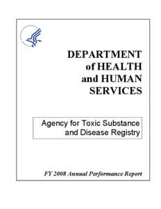 DEPARTMENT of HEALTH and HUMAN SERVICES Agency for Toxic Substance and Disease Registry