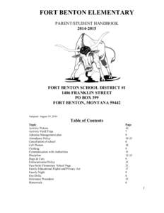 FORT BENTON ELEMENTARY PARENT/STUDENT HANDBOOK[removed]FORT BENTON SCHOOL DISTRICT #[removed]FRANKLIN STREET