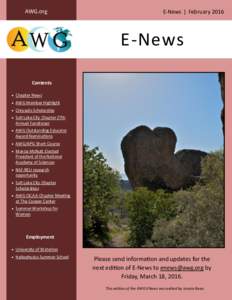 AWG.org  E-News ǀ February 2016 E-News Contents