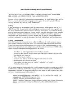 2004 Chronic Wasting Disease Proclamation