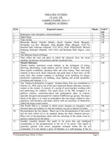 THEATRE STUDIES CLASS: XII SAMPLE PAPERMARKING SCHEME Q.No 1.