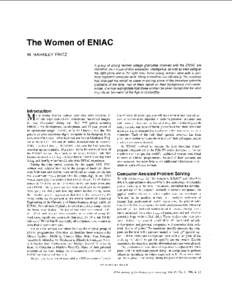 The Women of ENIAC W. BARKLEY FRITZ A group of young women college graduates involved with the EFJIAC are