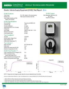 VEHICLE TECHNoLoGIES PRoGRAM  Electric Vehicle Supply Equipment (EVSE) Test Report: Blink EVSE Features  Touch screen