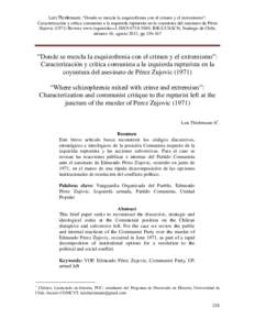 Luis Thielemann, “Donde se mezcla la esquizofrenia con el crimen y el extremismo”: Caracterización y crítica comunista a la izquierda rupturista en la coyuntura del asesinato de Pérez ZujovicRevista www.iz
