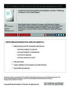 This PDF is available from The National Academies Press at http://www.nap.edu/catalog.php?record_id=[removed]Confronting Commercial Sexual Exploitation and Sex Trafficking of Minors in the United States  ISBN