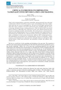 Journal of Marital and Family Therapy doi: [removed]j[removed]00325.x October 2013, Vol. 39, No. 4, 441–456 CRITICAL PATRIOTISM: INCORPORATING NATIONALITY INTO MFT EDUCATION AND TRAINING