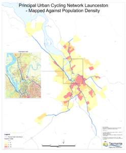 Principal Urban Cycling Network Launceston - Mapped Against Population Density Windermere Lanena