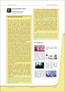 Sci-Tech News  Volume 4, Issue 1 From the Editor’s Desk Dr. Mridula Dixit Bharadwaj