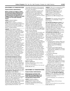 Federal Register / Vol. 68, No[removed]Tuesday, October 28, [removed]Notices DEPARTMENT OF TRANSPORTATION Federal Aviation Administration Notice of Intent To Prepare a Tiered Environmental Impact Statement and Conduct Envir