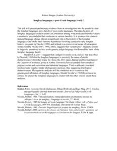 Creole language / Creolistics / Nicolaï / Pidgin / Linguistics / Songhay languages / Robert Nicolaï