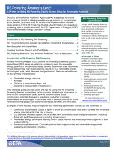 Primer for Using RE-Powering Data to Screen Sites for Renewable Energy Potential