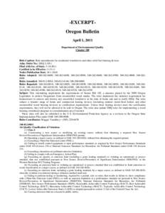 April 1, 2011 Oregon Bulletin Filing: DEQ Chapter[removed]Residential Woodstoves and other Solid Fuel Burning Devices