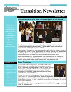 Transition Newsletter September 2011 Another successful year...new challenges appear on the horizon “Our response should be to