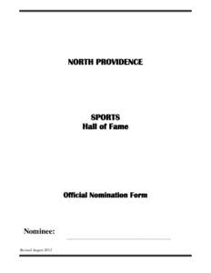 NORTH PROVIDENCE  SPORTS Hall of Fame  Official Nomination Form