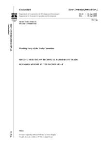 Standardization / World Trade Organization / Regulation / International relations / Business / International economics / Trade facilitation / Standards Council of Canada / Standards / International trade / Conformity assessment