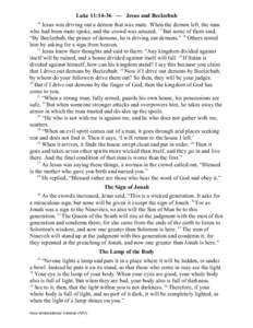 Christian mythology / Prophets of Islam / Satan / Canonical Gospels / Life of Jesus in the New Testament / Beelzebub / Jesus / Gospel of Luke / Book of Jonah / Religion / Christianity / Abrahamic mythology