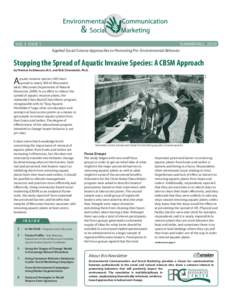 VOL 3 ISSUE 1  SUMMER/FALL 2010 Applied Social Science Approaches to Promoting Pro-Environmental Behavior  Stopping the Spread of Aquatic Invasive Species: A CBSM Approach