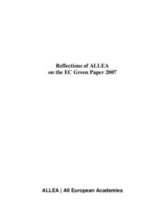 Reflections of ALLEA on the EC Green Paper 2007 ALLEA | All European Academies  2