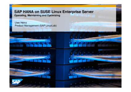 SAP HANA on SUSE Linux Enterprise Server Operating, Maintaining and Optimizing Uwe Heinz Product Management (SAP LinuxLab)  © 2013 SAP AG. All rights reserved.
