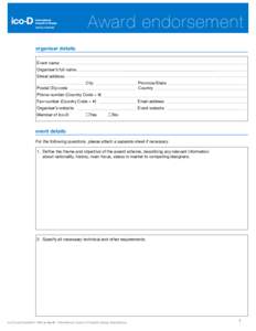 endorsement  Award endorsement organiser details Event name Organiser’s full name