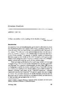 Citation Analysis LINDA C. SMITH