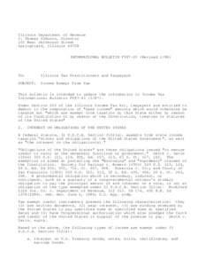 Illinois Department of Revenue J. Thomas Johnson, Director 101 West Jefferson Street Springfield, Illinois[removed]INFORMATIONAL BULLETIN FY87-25 (Revised 1/88)