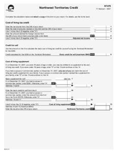 NT479  Northwest Territories Credit T1 General – 2007