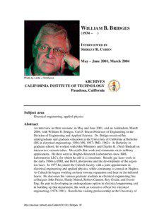 William B. Bridges / Physics / Guggenheim Fellows / John Roy Whinnery / California Institute of Technology / HRL Laboratories / Laser / HRL / Cohen / Optics / Science / Opticians