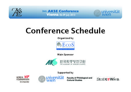 Conference Schedule Organized by Main Sponsor  Supported by